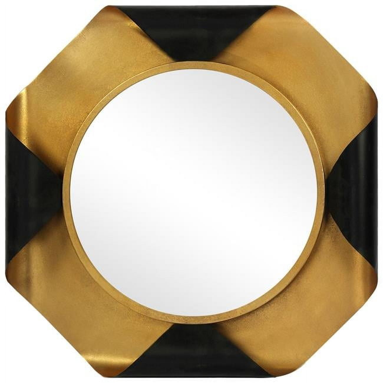 Round Gold Foiled Octagon Vanity Mirror with Curled Metal Frame