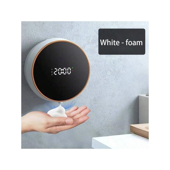 Round Wall-Mounted Automatic Soap Dispenser, Contactless Automatic Touchless Liquid Dispenser, Wall-Mounted, Modern Smart LCD Display, USB Rechargeable Hand Soap Dispenser, Suitable For Bathroom A