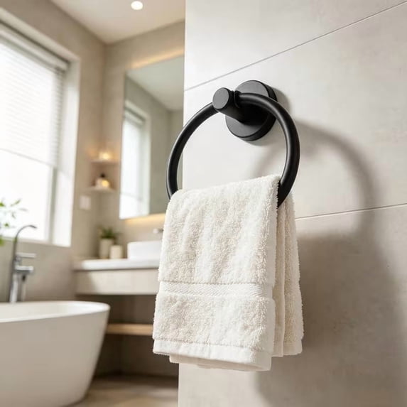 Round Wall-Mounted Towel Rack for Bathroom, Heavy Duty Metal Hook ...