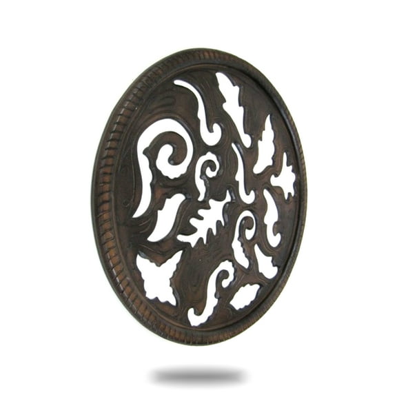 Round Wall Panel Brown Wood Screen Room Decorative, 24" x 24