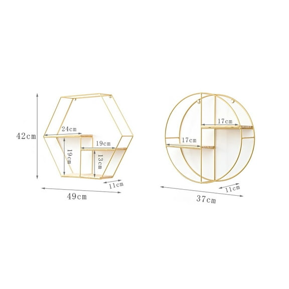Round Wall Shelf Gold Nordic Style Storage Rack Craft