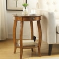 thumbnail image 1 of Round Walnut End Table With Drawer And Shelf For Home Decor Wood 1 Bottom Compartment, 1 of 3