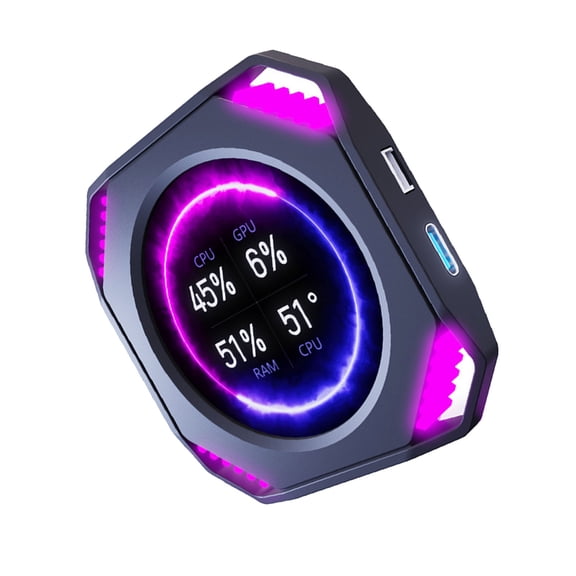 Round Water Cooling Screen USB C Connecting Computer Temperature Monitors Dynamic 360°View for Customs PC Case