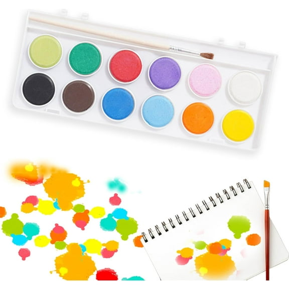 Round Watercolor Paint Sets, 12/16 Color Watercolor Artist Paint Set with Paintbrush, Solid Watercolor Box Painting Fine Art Professional Art Supplies