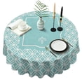 thumbnail image 1 of Round Waterproof Cyan Blue Tablecloth Reusable Washable Weight Fabric Table Covers for Restaurant,Picnic,Indoor and Outdoor Dining 60 Inch X 60 Inch, 1 of 6