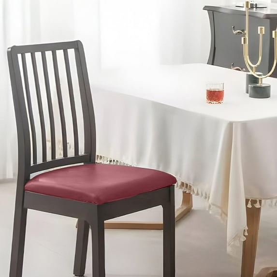Round Waterproof Faux Leather Bar Stool Seat Cover with Elastic Band, Non-Slip for Kitchen Counter Stools (1 Pack)