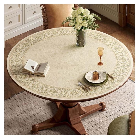 Round Waterproof Mat Table Pad, Wood Furniture Topper Table Cover Protector, Wipeable Reusable Waterproof for Side Dining Coffee Table