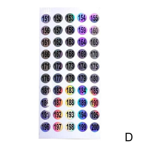 Round Waterproof Nail Number Sticker Digital Label Supplies Number Number E7W3