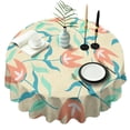 thumbnail image 1 of Round Waterproof Red Tulip Tablecloth Reusable Washable Weight Fabric Table Covers for Restaurant,Picnic,Indoor and Outdoor Dining 60 Inch X 60 Inch, 1 of 6