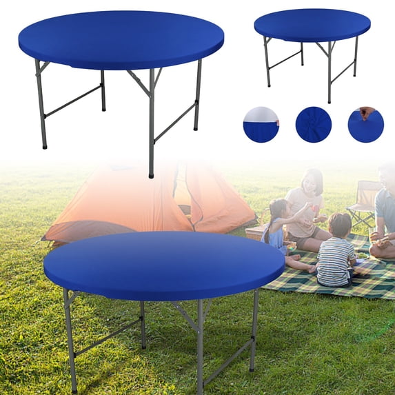 Round Waterproof Table Cover 47.24 Inch Elastic Polyester Fitted Tablecloth Washable Durable Table Cloth for Kitchen Restaurant Outdoor Picnic