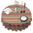 thumbnail image 1 of Round Waterproof Tablecloth 60×60 Inch, Bohemian Style Striped Art Patetern Reusable Indoor/Outdoor Durable Table Cover for Party Kitchen Dinner Room Decor, 1 of 6