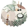 thumbnail image 1 of Round Waterproof Tablecloth 60×60 Inch, Boho Style Reusable Indoor/Outdoor Durable Table Cover for Party Kitchen Dinner Room Decor, 1 of 6