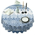 thumbnail image 1 of Round Waterproof Tablecloth 60×60 Inch, Boho Style Reusable Indoor/Outdoor Durable Table Cover for Party Kitchen Dinner Room Decor, 1 of 6