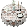 thumbnail image 1 of Round Waterproof Tablecloth 60×60 Inch, Boho Style Reusable Indoor/Outdoor Durable Table Cover for Party Kitchen Dinner Room Decor, 1 of 6