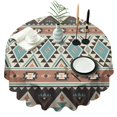 thumbnail image 1 of Round Waterproof Tablecloth 60×60 Inch, Boho Style Reusable Indoor/Outdoor Durable Table Cover for Party Kitchen Dinner Room Decor, 1 of 6
