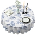 thumbnail image 1 of Round Waterproof Tablecloth 60×60 Inch, Boho Style Reusable Indoor/Outdoor Durable Table Cover for Party Kitchen Dinner Room Decor, 1 of 6