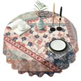 thumbnail image 1 of Round Waterproof Tablecloth 60×60 Inch, Boho Style Reusable Indoor/Outdoor Durable Table Cover for Party Kitchen Dinner Room Decor, 1 of 6