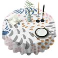 thumbnail image 1 of Round Waterproof Tablecloth 60×60 Inch, Dahlia Floral Reusable Indoor/Outdoor Durable Table Cover for Party Kitchen Dinner Room Decor, 1 of 6