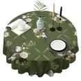 thumbnail image 1 of Round Waterproof Tablecloth Green Classical Floral Reusable Indoor/Outdoor Durable Table Cover for Kitchen and Dining Room 60 Inch X 60 Inch, 1 of 6