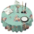 thumbnail image 1 of Round Waterproof Tablecloth Green Floral Reusable Indoor/Outdoor Durable Table Cover for Kitchen and Dining Room 60 Inch X 60 Inch, 1 of 6