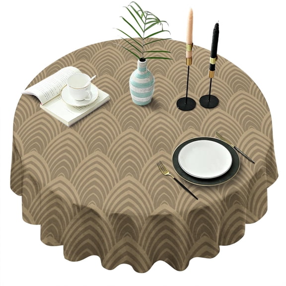 Round Waterproof Tablecloth Mocha Brown Reusable Indoor/Outdoor Durable Table Cover for Kitchen and Dining Room 60 Inch X 60 Inch