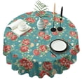 thumbnail image 1 of Round Waterproof Tablecloth Pioneer Floral Reusable Indoor/Outdoor Durable Table Cover for Kitchen and Dining Room 60 Inch X 60 Inch, 1 of 6