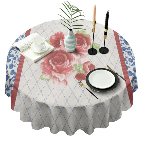 Round Waterproof Pioneer Tablecloth Reusable Washable Weight Fabric Table Covers for Restaurant,Picnic,Indoor and Outdoor Dining 60 Inch X 60 Inch