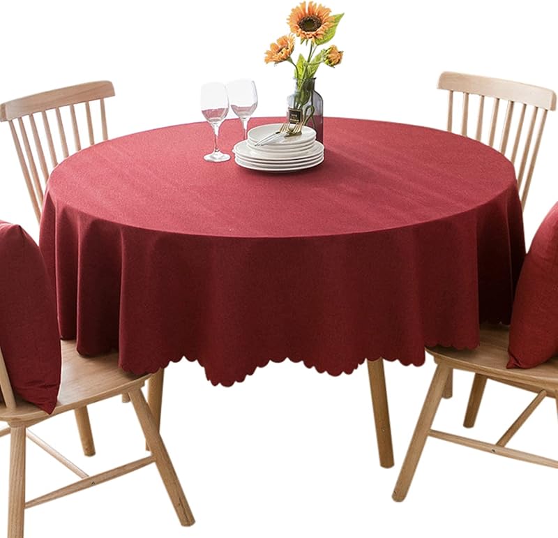 Round Waterproof Tablecloth Spill-Proof and Stain Resistant Table Cloth ...
