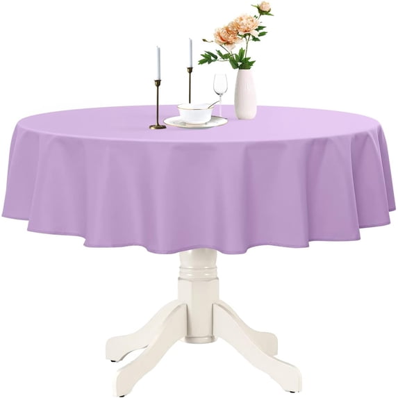 Round Waterproof Tablecloth, Stain Resistant Washable Table Cloths Wrinkle Free Polyester Table Covers for Kitchen Dining Party Wedding Indoor and Outdoor - Lavender, 60 Inch