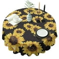 thumbnail image 1 of Round Waterproof Tablecloth Sunflower Pattern Black Background Reusable Indoor/Outdoor Durable Table Cover for Kitchen and Dining Room 60 Inch X 60 Inch, 1 of 6