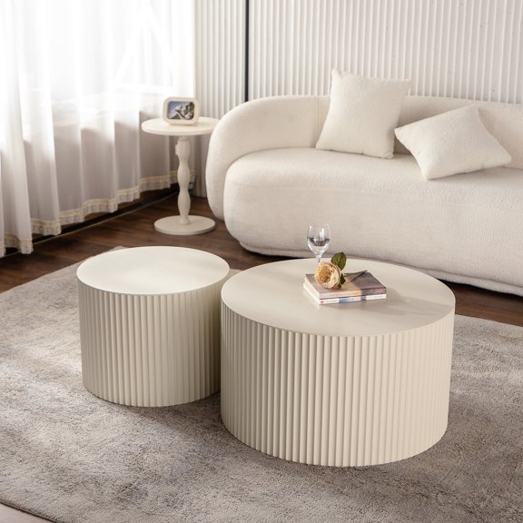 Round Wave Stripe Coffee Table / Multipurpose for Home Use / Hollow Design Saves Space