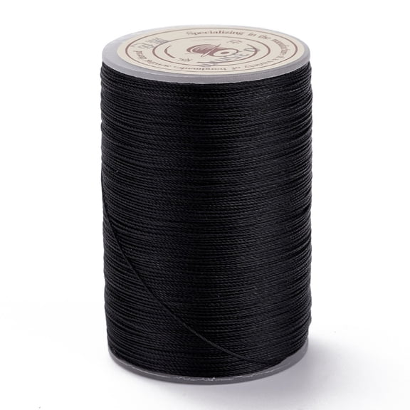 Round Waxed Polyester Thread String Micro Macrame Cord Twisted Cord for Leather Sewing Stitching Black 0.3~0.4mm 174.98 Yards(160m)/Roll