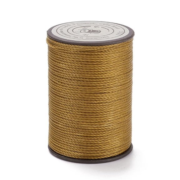 Round Waxed Polyester Thread String Micro Macrame Cord Twisted Cord for Leather Sewing Stitching Goldenrod 0.8mm 54.68 Yards(50m)/Roll
