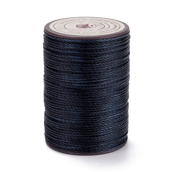 Round Waxed Polyester Thread String Micro Macrame Cord Twisted Cord for Leather Sewing Stitching Midnight Blue 0.8mm 54.68 Yards(50m)/Roll