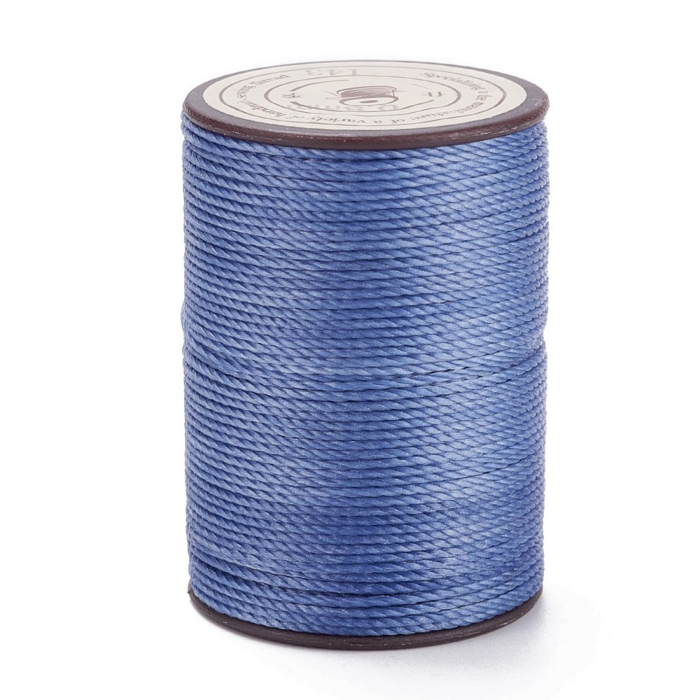 Round Waxed Polyester Thread String Micro Macrame Cord Twisted Cord for Leather Sewing Stitching Royal Blue 0.8mm about 54.68 Yards(50m)/Roll