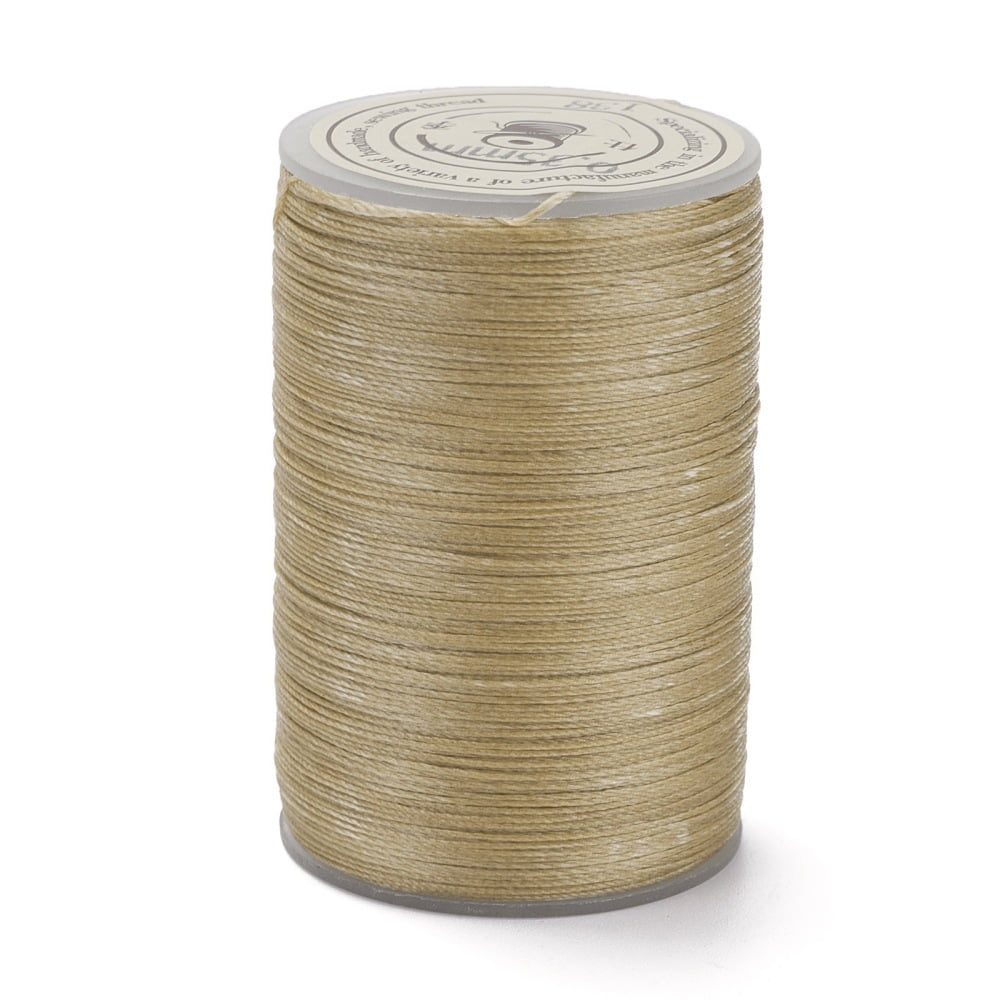 Round Waxed Polyester Thread String Micro Macrame Cord Twisted Cord for Leather Sewing Stitching Tan 0.3-0.4mm 174.98 Yards(160m)/Roll