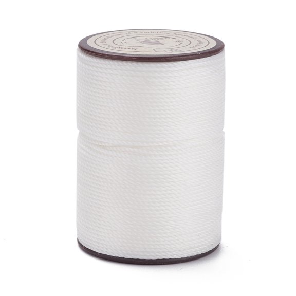 Round Waxed Polyester Thread String Micro Macrame Cord Twisted Cord for Leather Sewing Stitching WhiteSmoke 0.8mm 54.68 Yards(50m)/Roll