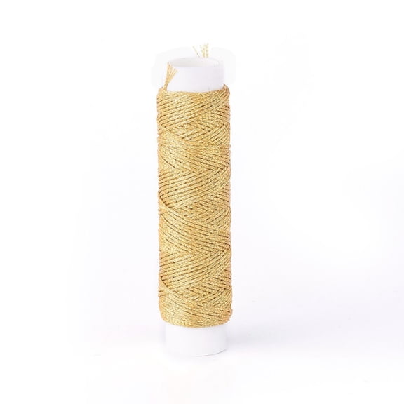 Round Waxed Polyester Twisted Cord Micro Macrame Cord for Leather Projects Bookbinding Gold 0.35mm about 43 yards(40m)/roll