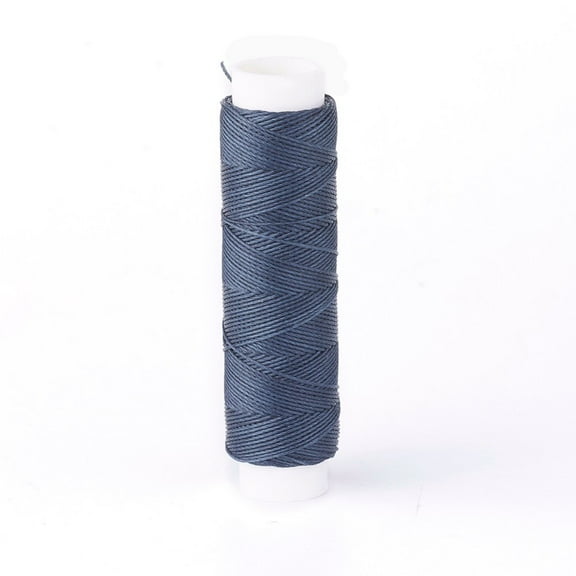 Round Waxed Polyester Twisted Cord Micro Macrame Cord for Leather Projects Bookbinding Slate Gray 0.35mm 43 yards(40m)/roll