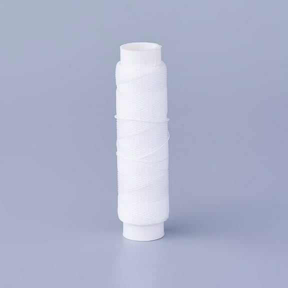 Round Waxed Polyester Twisted Cord Micro Macrame Cord for Leather Projects Bookbinding White 0.35mm about 43 yards(40m)/roll 10rolls