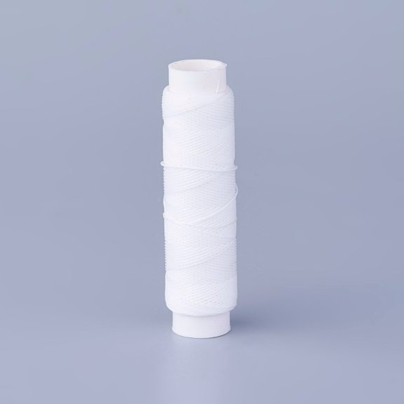 Round Waxed Polyester Twisted Cord Micro Macrame Cord for Leather Projects Bookbinding White 0.35mm about 43 yards(40m)/roll for DIY