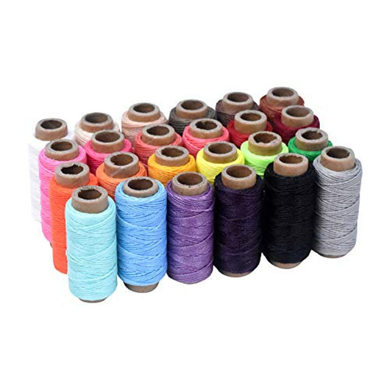 Round Waxed Thread for Leather Sewing - Leather Thread Wax String Polyester Cord for Leather Craft Stitching Bookbinding by Mandala Crafts 1mm 22 x