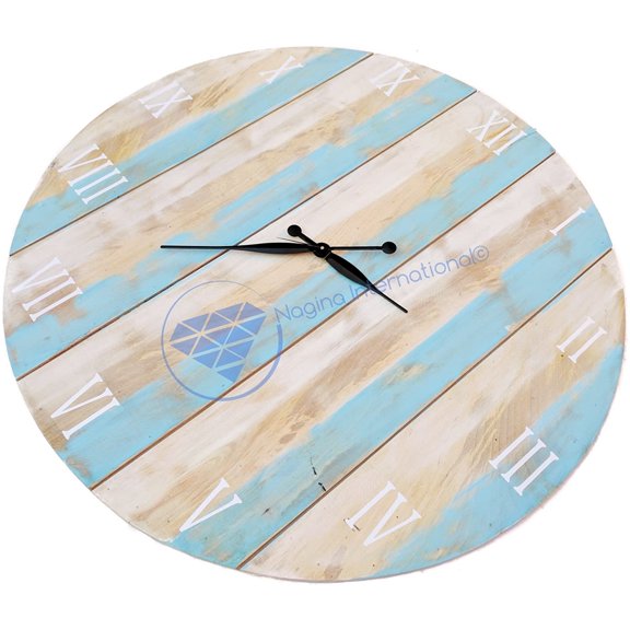 Round Weathered Antique Clock - 20 Inches