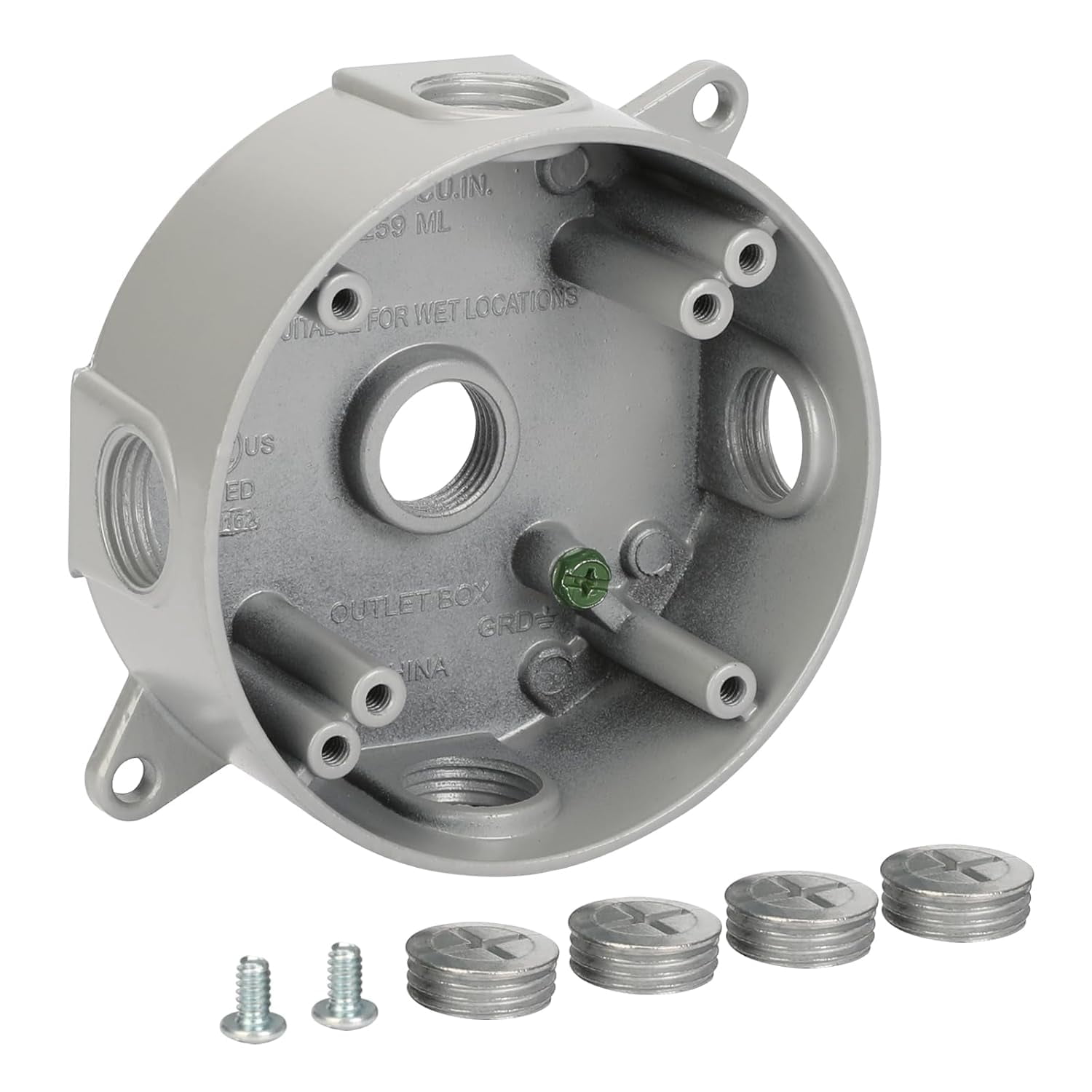 Round Weatherproof Electrical Box,5 Hole 1/2-Inch Surface Mount Outlet ...