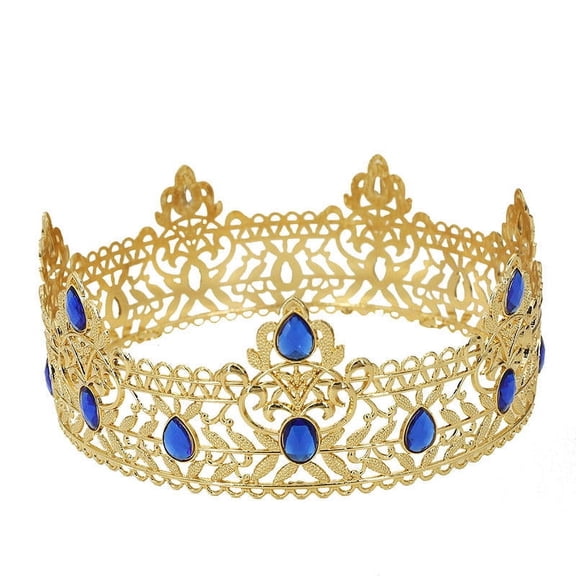Round Wedding King Tiara Headpiece For Men Rhinestone Royal Crown Hair Ornaments Important Occasion Head Jewelry Accessories