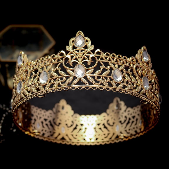 Round Wedding King Tiara Headpiece For Men Rhinestone Royal Crown Hair Ornaments Important Occasion Head Jewelry Accessories