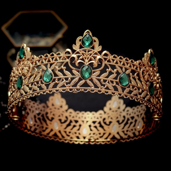 Round Wedding King Tiara Headpiece For Men Rhinestone Royal Crown Hair Ornaments Important Occasion Head Jewelry Accessories