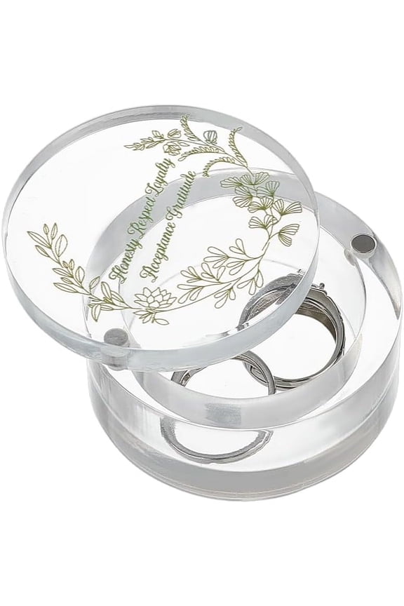 Round Wedding Ring Box Transparent Acrylic Ring Box Ring Display Box Jewelry Storage Box Ring Bearer Box with Lid for Anniversary Wedding Proposal Engagement Ceremony 2.5x1.3inch