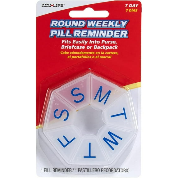 Acu-Life Round Weekly Pill Reminder 7 Day - 1 Each