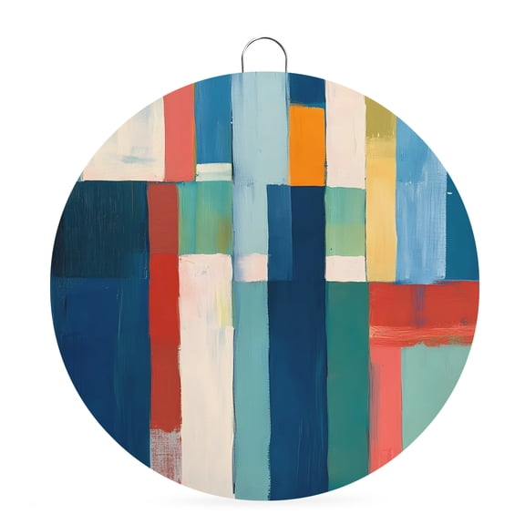 Round Welcome Sign, Blue Green Red Metal Wall Art Hanging Decoration, Vintage Abstract Colorful Block Art Circlar Iron Sign Wall Decor for Front Door Home Porch Office Gifts, 6x6 In